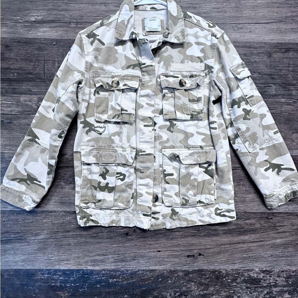 Bershka Camouflage Camo Utility Jacket Coat
